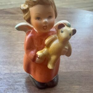 Orange Angel Figurine Toy with Teddy - Kids Decorative Play Figure